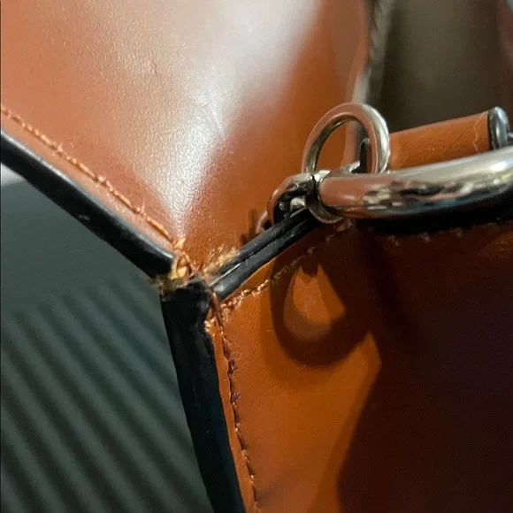 Zara Brown and White Chain Crossbody Bag - Picture 14 of 16